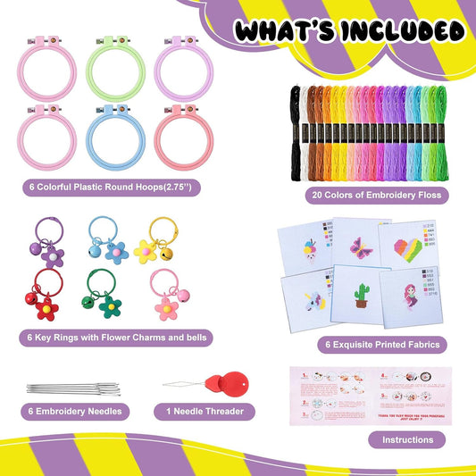 Chuangdi 6 Sets Cross Stitch Kits for Beginners – Embroidery Stitches Practice Needlepoint for Starters