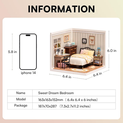 ROBOTIME DIY Miniature House Kit – Sweet Dream Bedroom