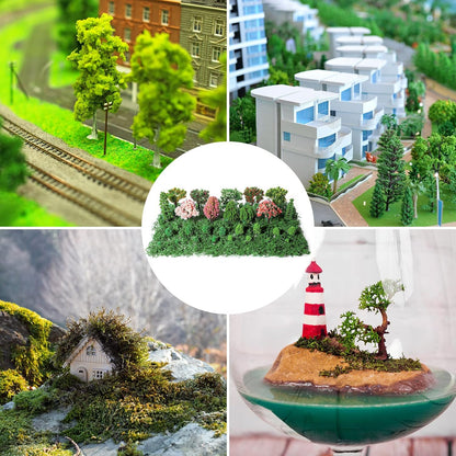 28 Pcs Tiny Model Trees with 40g Faux Green Moss Diorama Materials Kit