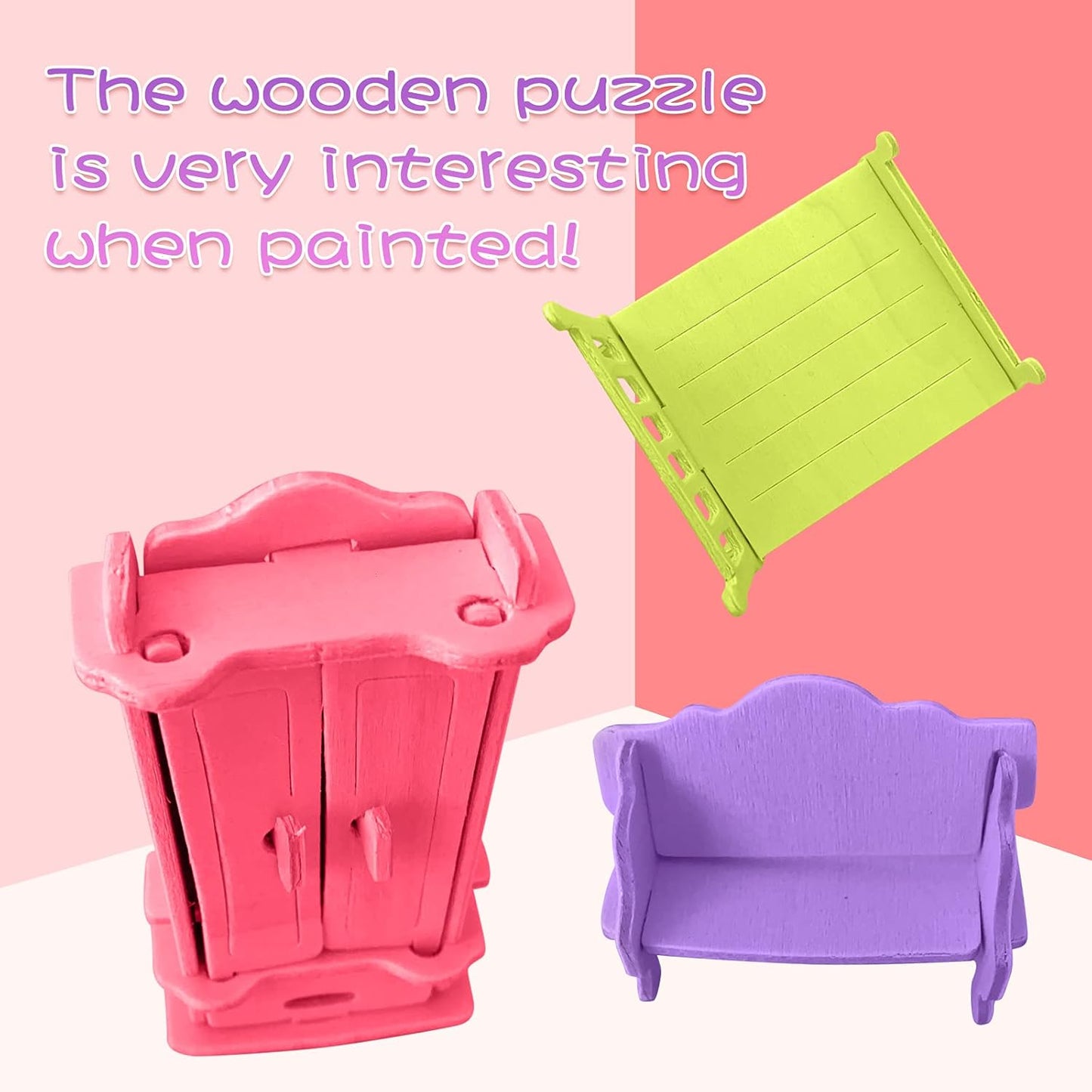 Small Furniture, Dollhouse Furniture and Accessories – 34PCS Wooden Dollhouse Furniture Set