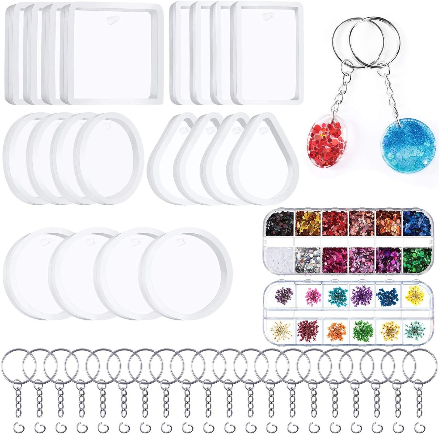 WILLBOND 67 Pieces Resin Keychain Mold Set – Jewelry Pendant DIY Epoxy Casting Kit