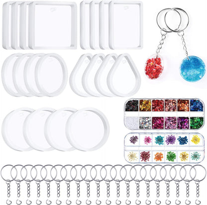 WILLBOND 67 Pieces Resin Keychain Mold Set – Jewelry Pendant DIY Epoxy Casting Kit