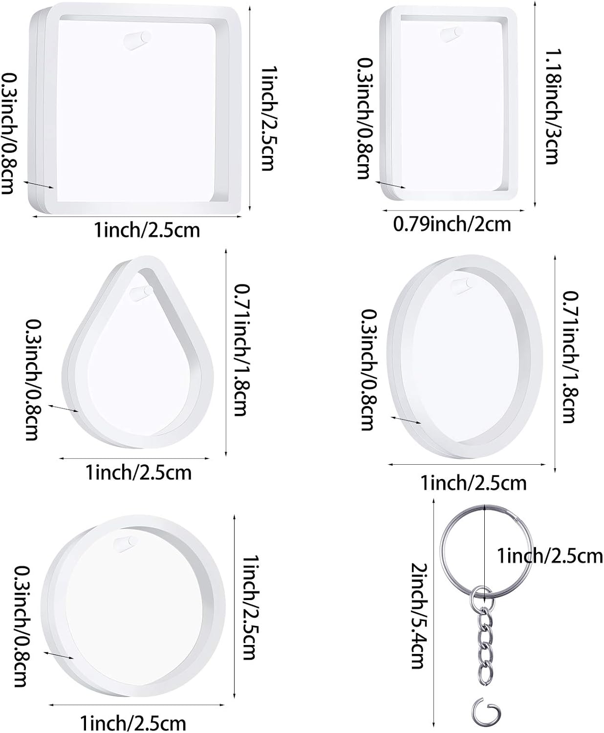 WILLBOND 67 Pieces Resin Keychain Mold Set – Jewelry Pendant DIY Epoxy Casting Kit