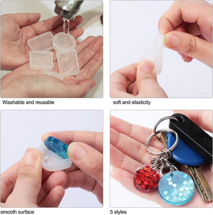 WILLBOND 67 Pieces Resin Keychain Mold Set – Jewelry Pendant DIY Epoxy Casting Kit