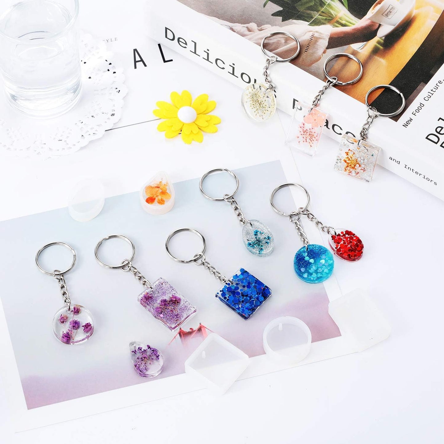 WILLBOND 67 Pieces Resin Keychain Mold Set – Jewelry Pendant DIY Epoxy Casting Kit