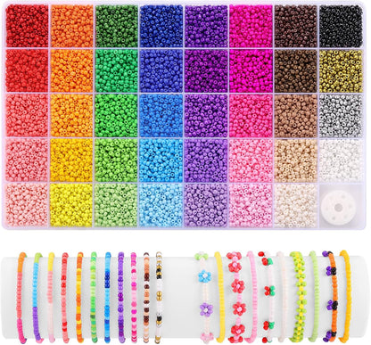 Funtopia 39 Colors 3mm Seed Beads – 9,600pcs Small Beads for Jewelry & Bracelet Making