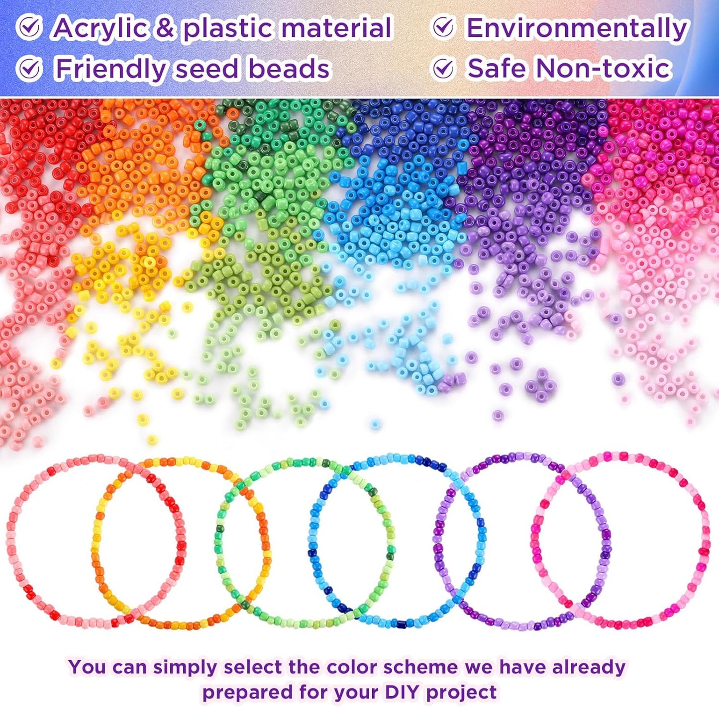 Funtopia 39 Colors 3mm Seed Beads – 9,600pcs Small Beads for Jewelry & Bracelet Making