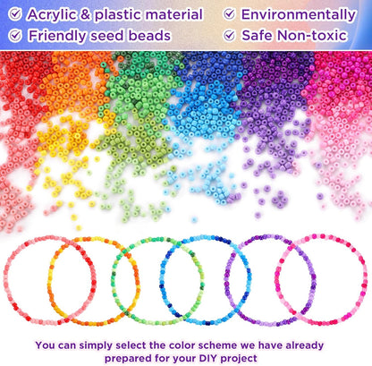 Funtopia 39 Colors 3mm Seed Beads – 9,600pcs Small Beads for Jewelry & Bracelet Making