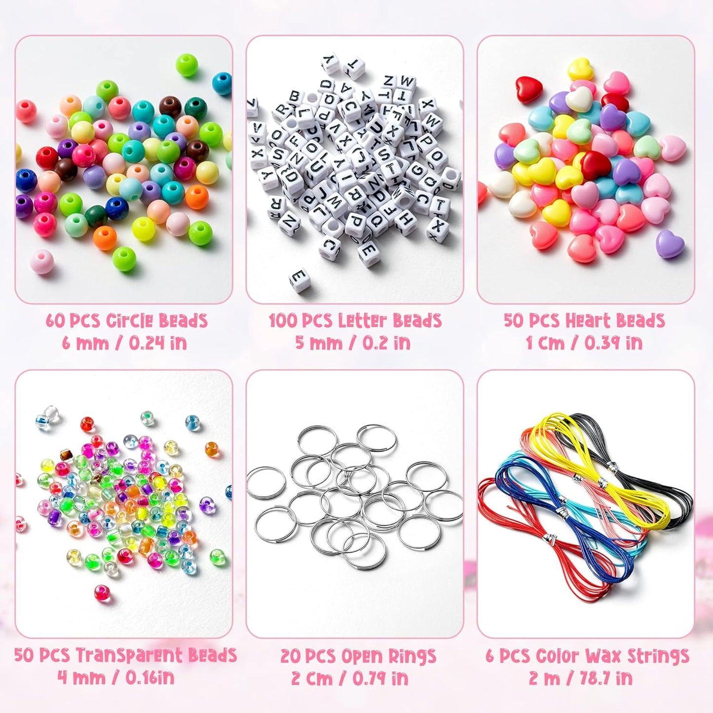 WATINC 286Pcs DIY Keychain Making Crafts Kit – Adjustable Letter & Heart Beads with Key Rings