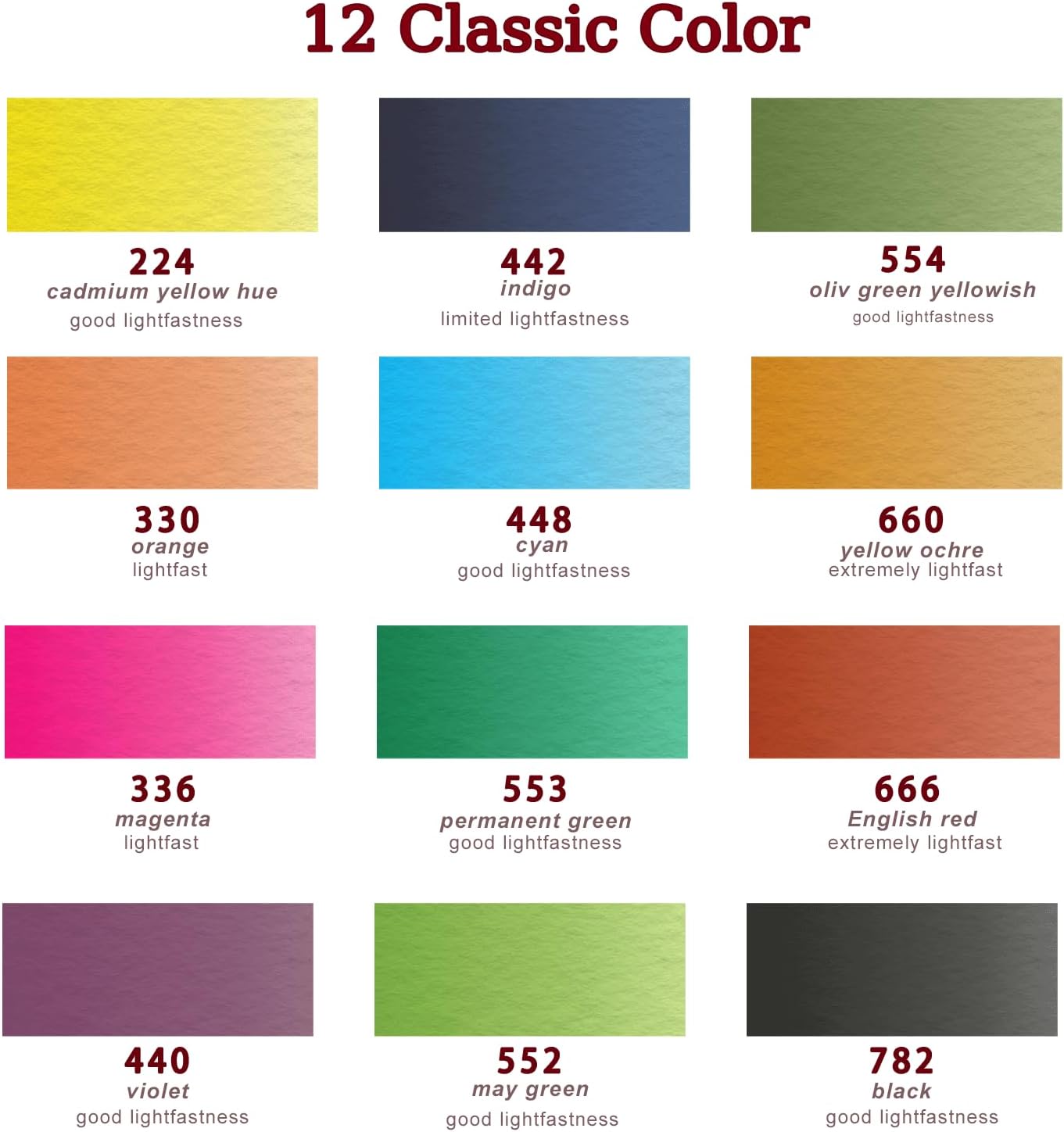 MEI COLOUR Portable Mini Watercolor Paint Set for Adult Artists – Wooden Pocket 12-Color Travel Kit