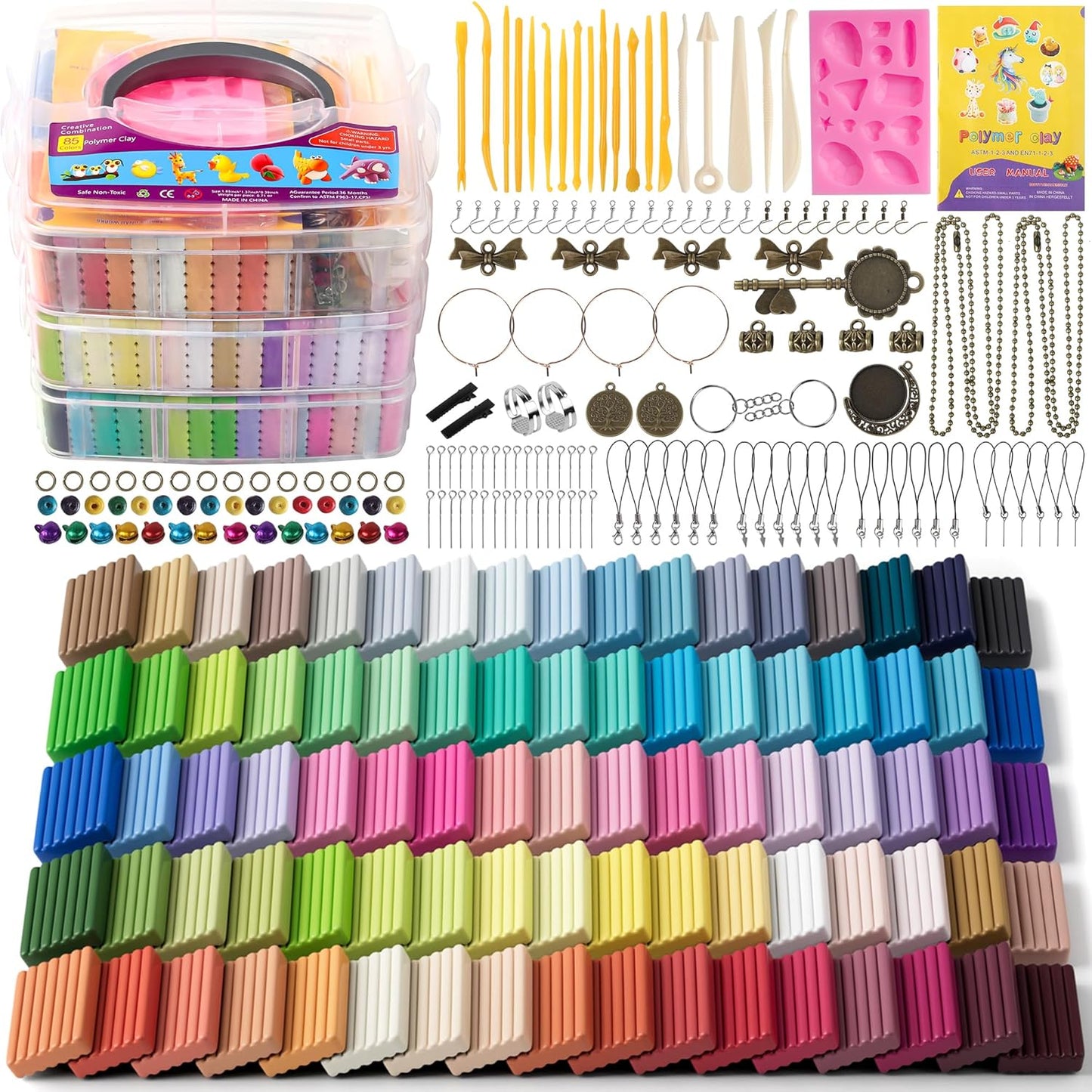 Aestd-ST Polymer Clay Kits – 85 Colors Oven-Bake Modeling Clay with Tools & DIY Accessories