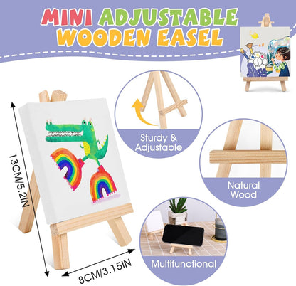 ESRICH 6 Set Mini Acrylic Paint Kit – Mini Canvas & Easel Set for Kids, Artists, and Beginners