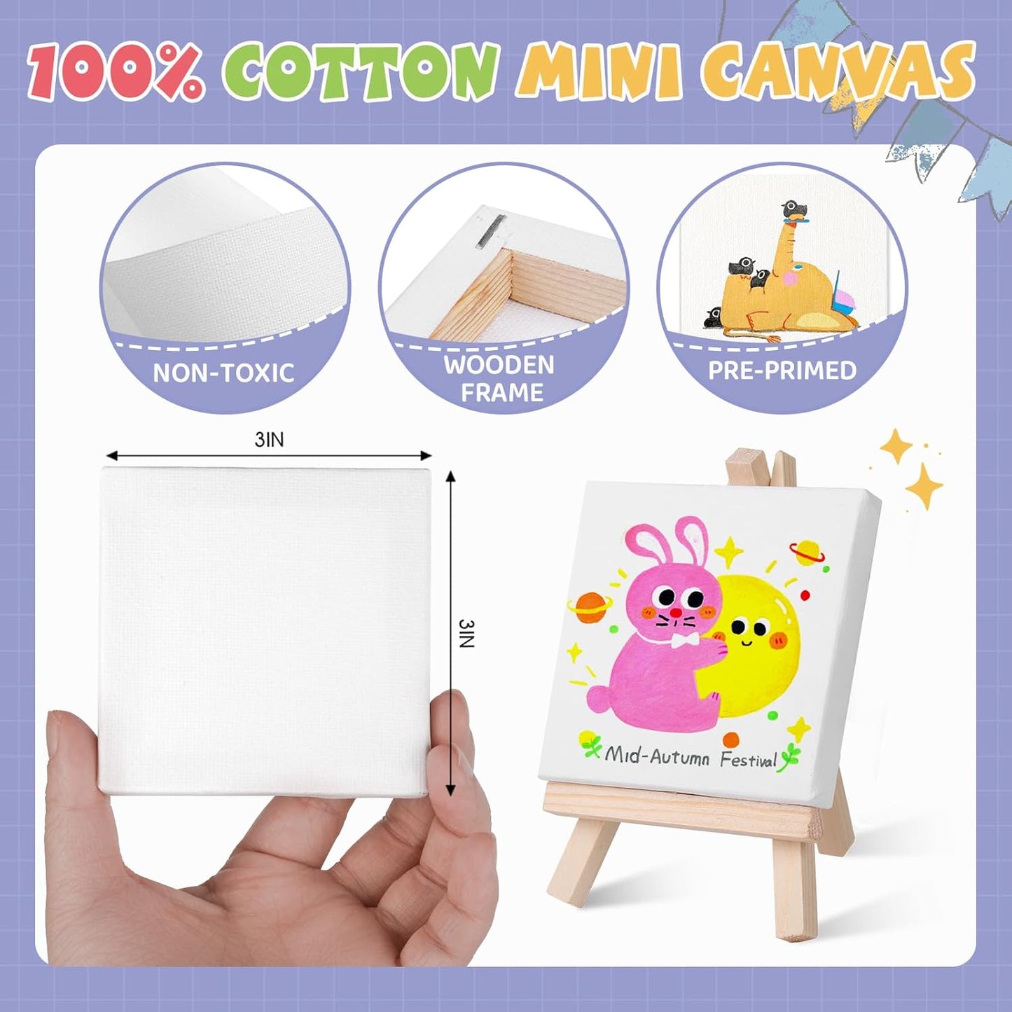 ESRICH 6 Set Mini Acrylic Paint Kit – Mini Canvas & Easel Set for Kids, Artists, and Beginners