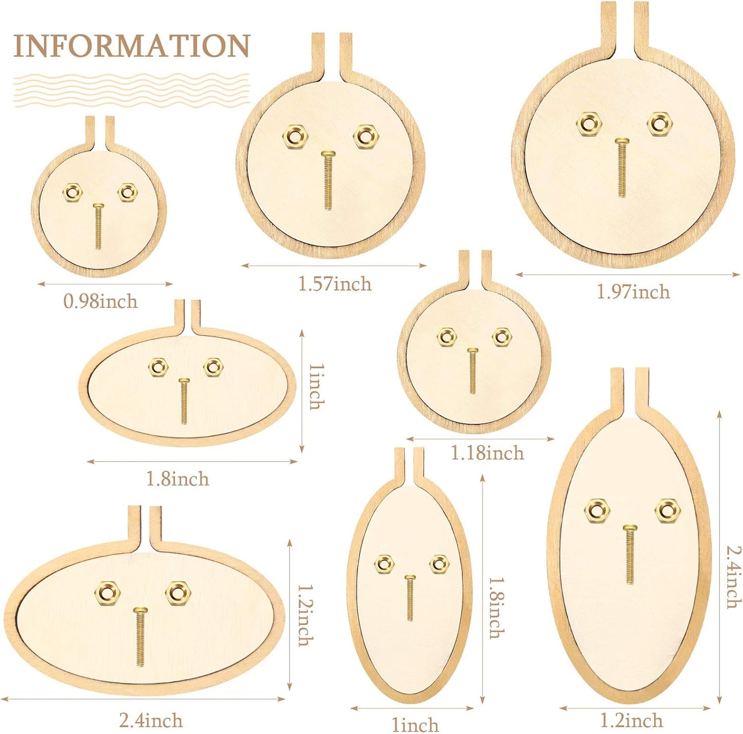 Mini Embroidery Hoop Wooden Mini Stitch Hoop Ring for DIY Pendant Crafts (16 Sets)