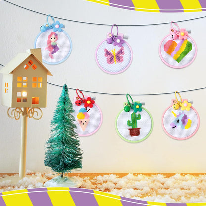 Chuangdi 6 Sets Cross Stitch Kits for Beginners – Embroidery Stitches Practice Needlepoint for Starters