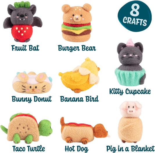 DIY Needle Felting Kit w/ Case – Animal Foodie Friends (Make 8 Adorable Designs)