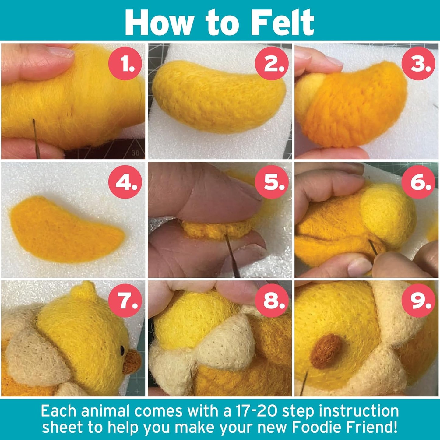 DIY Needle Felting Kit w/ Case – Animal Foodie Friends (Make 8 Adorable Designs)